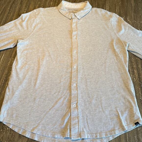 Men's Threads 4 Thought Long Sleeve Button Down Collar Shirt Grey/Cream, X-Large - Picture 2 of 8
